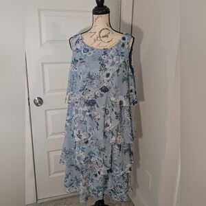 Coldwater Creek Floral Blue Layered Dress Size 1X